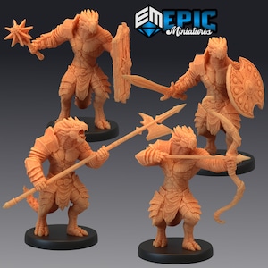 Dragonborn Gladiator 609-612, large Miniature, Epic miniature, Dungeon and Dragons, RPG, Dnd, Pathfinder, monsters,