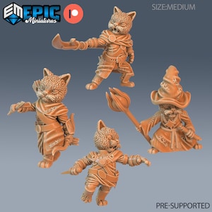 Catfolk set Miniatures by Epic Miniature Dnd, Dungeon and Dragon Mini, Tabletop Miniature, Miniature, Fantasy Miniatures, Cat-folk