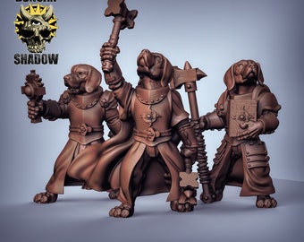 Beaglefolk Ritter Miniatur | 28mm-32mm | 3D Gedrucktes Resin Beaglefolk Dogfolk Knight/Templer für D&D / Pathfinder | Rollenspiel-Tabletop