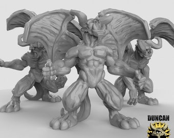 Gargoyles Miniature Set | 28mm-32mm | 3D Printed Resin Gargoyles / Winged Stone Monsters for D&D / Pathfinder | RPG Tabletop