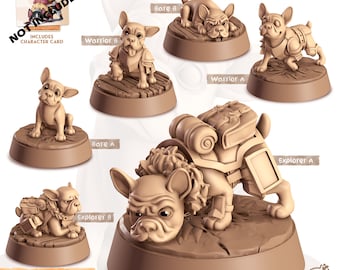 32/28mm Pug Companion, CastnPlay miniatures , Role Playing Games Miniature, WoW, Dungeon and Dragons, RPG, DnD,Dogs, Puppies, Pets.