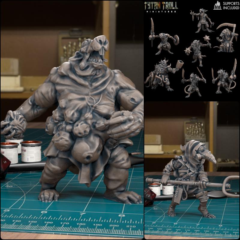 Giant Plague Rat Miniatures | 32mm & 28mm Vermin Horde for RPG and Wargames Great for Dnd