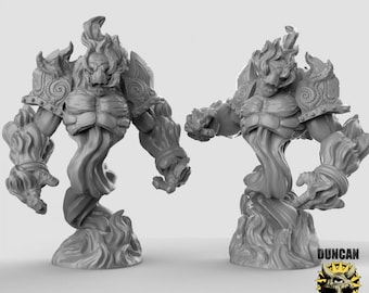 Fire Elemental Miniature | 28mm-32mm | 3D Printed Resin Fire Elemental Monster for D&D / Pathfinder | RPG Tabletop