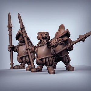 D0001-D0003 Badger-folk, Badger spearmen, Dnd Badgerfolk, knight Badger, Warrior badge, Badger Knight, Dnd badger Miniature, Dnd Badger folk