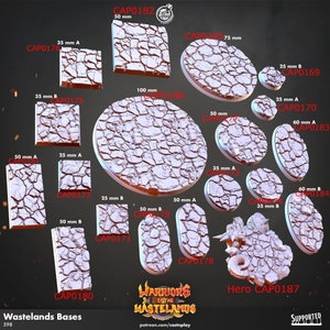 Wastelands Bases, Cast & Play, Dungeon and Dragons, RPG, Dnd, Pathfinder, Dnd, Scenery,  Base, 25mm/35mm/50mm/75mm/Oval/Pill/Rectangle Bases