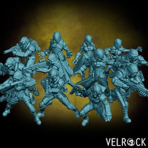 Stealth Team , Sci fi Guards perfect for any Scifi game from Velrock miniature, Miniature model,