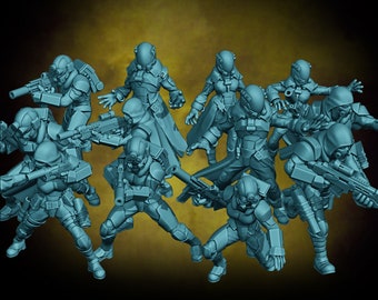 Stealth Team , Sci fi Guards perfect for any Scifi game from Velrock miniature, Miniature model,
