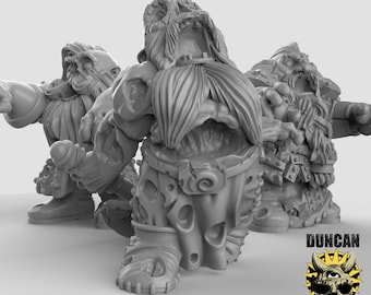 Dwarf Zombie Miniature | 28mm-32mm | 3D Printed Resin Dwarf Zombie Undead Mini for D&D / Pathfinder | RPG Tabletop