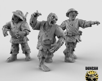 Townfolk Zombie Miniature Set | 28mm-32mm | 3D Printed Resin Townsfolk Zombie Horde Minis for D&D / Pathfinder | RPG Tabletop