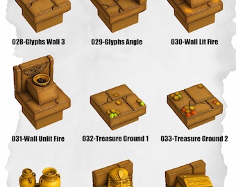 Desert Terrain – Glyphs & Treasure Walls-pakket voor DnD-tegels