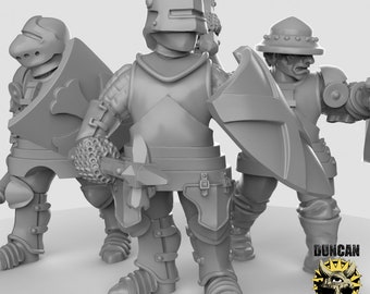 Royal Knight Miniature Set | 28mm-32mm | 3D Printed Resin Royal Knights/City Guard Minis for D&D / Pathfinder | RPG Tabletop