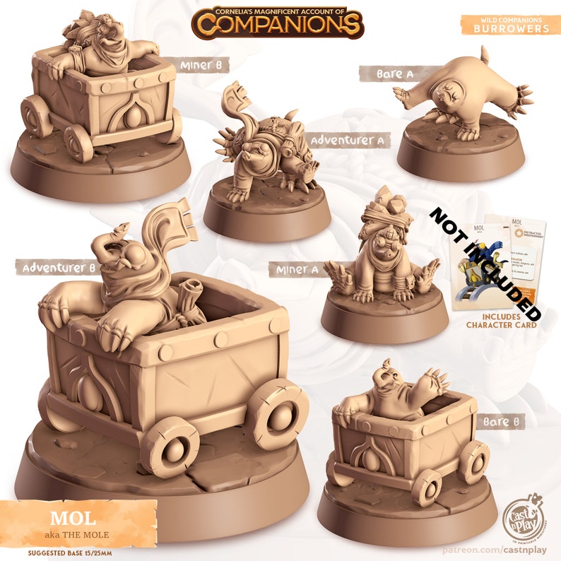 Mole Riding Mole Companion Miniature | 28mm-32mm | Resin 3D Printed Mole Familiar ...