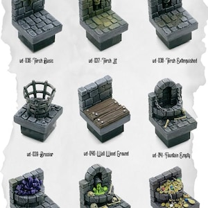 Dungeon Lighting & Fountain Decor – Modular DnD Terrain Set for Shrines, Treasure Rooms, and Fantasy RPG Tables