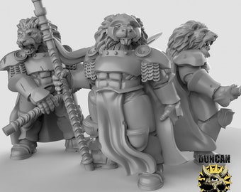 Leonin Miniatur | 28mm-32mm | 3D Gedruckter Resin Leonin Krieger vom Löwenvolk für D&D / Pathfinder | Rollenspiel-Tabletop