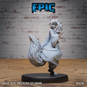 May include: A gray 3D printed miniature of a furry creature with a long tail and a human-like body wearing a long robe. The miniature is standing on a black base. The text "EPIC Miniatures" is visible in the top center of the image. The text "BASE SIZE: MEDIUM (25.5MM)" is visible at the bottom left of the image. The text "#3576" is visible at the bottom right of the image.