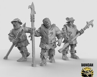 Townfolk Zombie Miniature Set | 28mm-32mm | 3D Printed Resin Townfolk Zombies / Undead Horde for D&D / Pathfinder | RPG Tabletop