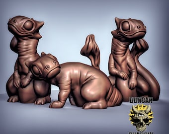 Newt Miniature Set | 28mm-32mm | Unpainted Resin Newt Familiar / Creature Miniatures for D&D / Pathfinder | RPG Tabletop
