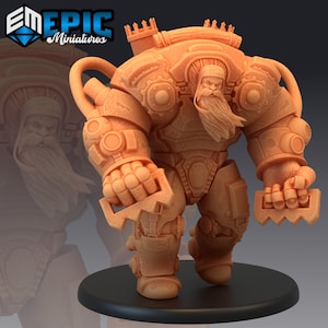 Dwarf in Battlesuit Miniature, Artificer, Warforged, DnD Miniature, 50mm Base, 28mm and 32mm Scale, Sci-Fi and Fantasy Tabletop Miniature