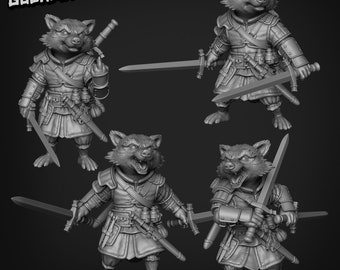 Raccoon Rogues set 2, by Goons Dnd, Dungeon and Dragon Mini, Tabletop Miniature, Miniature, Fantasy Miniatures,