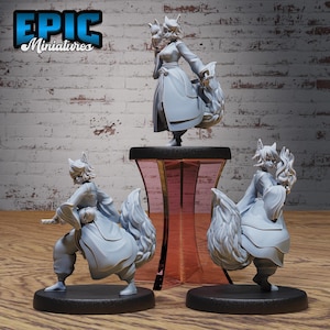 Kitsune Miniature | 28mm & 32mm Scale Mystical Fox Spirit for DnD, Pathfinder, Tabletop RPGs, and Eastern Fantasy Adventures