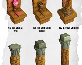 Desert Terrain: pakket hoge muren en kolommen voor DnD-tegels
