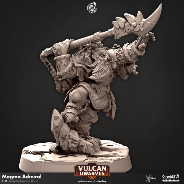 Magma Admiral, Vulcan Dwarves,  CastnPlay, Large miniatures , Role Playing Games Miniature, Dungeon and Dragons, Dwarves.