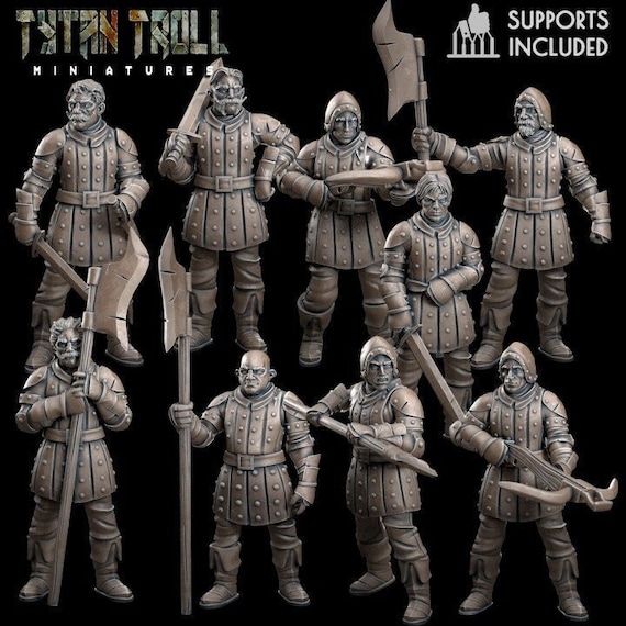 28/32mm scale City Guards 2 Bundle Deal, Medium Miniatures, TytanTroll Minitures, Dungeon and Dragons, RPG, Dnd, Pathfinder, Footmen.