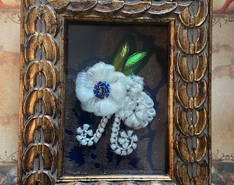 Victorian Inspired “Ghost Hair” Work Flowers in Shadowbox