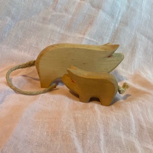 Vintage Ostheimer Retired Sow and Piglet Figures. Hand carved and painted from Germany