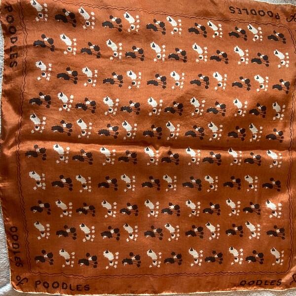 Fazzoletto da taschino o fazzoletto con stampa originale vintage anni '40 con tantissimi barboncini
