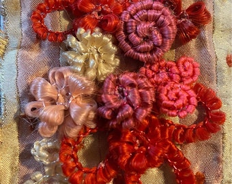 Victorian Inspired Human Hair Work Flower Valentine in Shadowbox