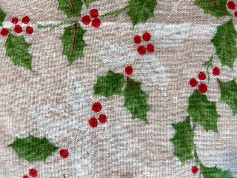 Vintage 1940s Novelty Print Cotton Christmas Handkerchief