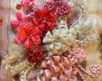 Victorian Inspired Human Hair Work Flower Valentine in Shadowbox