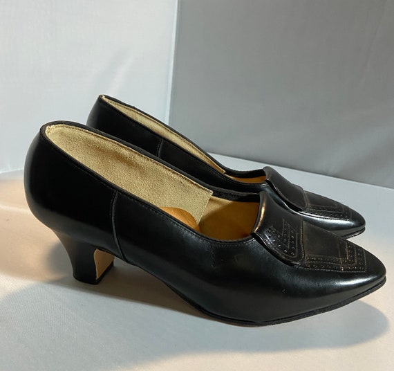 1930s Art Deco Style Black Pumps- Dead Stock - image 1