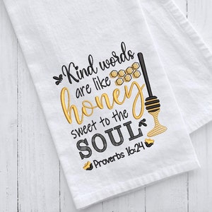 Kind Words Sweet To The Soul Bee Embroidery Design- Available Sizes 8x12 6x10 5x7 and 4x4 INSTANT DIGITAL DOWNLOAD
