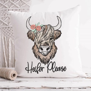 Highland Cow Female and Male Heifer Please Sketch Embroidery Design- Available Sizes 8x12 6x10 5x7 4x4  INSTANT DIGITAL DOWNLOAD