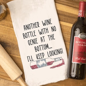 Funny Adult Another Wine Bottle With No Genie Saying Sketch Embroidery Design- Available Sizes 8x12 6x10 5x7   INSTANT DIGITAL DOWNLOAD