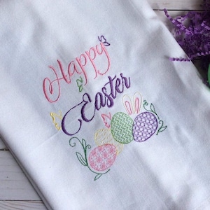 Happy Easter and Easter Eggs Decorative Embroidery Design- Available Sizes 6x10 5x7 4x4 INSTANT DIGITAL DOWNLOAD