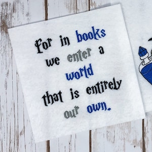 Saying only---For In Books We Enter A World That Is Entirely Our Own Embroidery Design Sizes Available 6x10 5x7 4x4 INSTANT DIGITAL DOWNLOAD