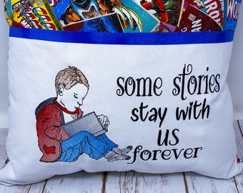 Boy Reading Sketch Filled Set (with Saying) Embroidery Design- Available Sizes 6x10 5x7 4x4 INSTANT DIGITAL DOWNLOAD