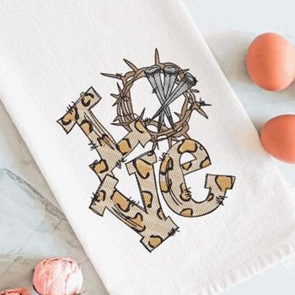 Love Crown Nailed Cross Faith Easter Sketch Embroidery Design- Available Sizes 8x12 6x10 5x7 4x4 INSTANT DIGITAL DOWNLOAD