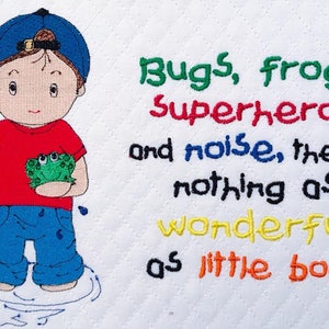 Bugs, frogs, and superheros, nothing better than little boys, and boy with frog 5x5 & 4x4 individual set Embroidery Design- INSTANT DOWNLOAD