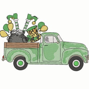 St. Patrick Day Vintage Truck Sketch Embroidery Designs- Available Sizes 8x12 6x10 5x7 4x4 INSTANT DIGITAL DOWNLOAD