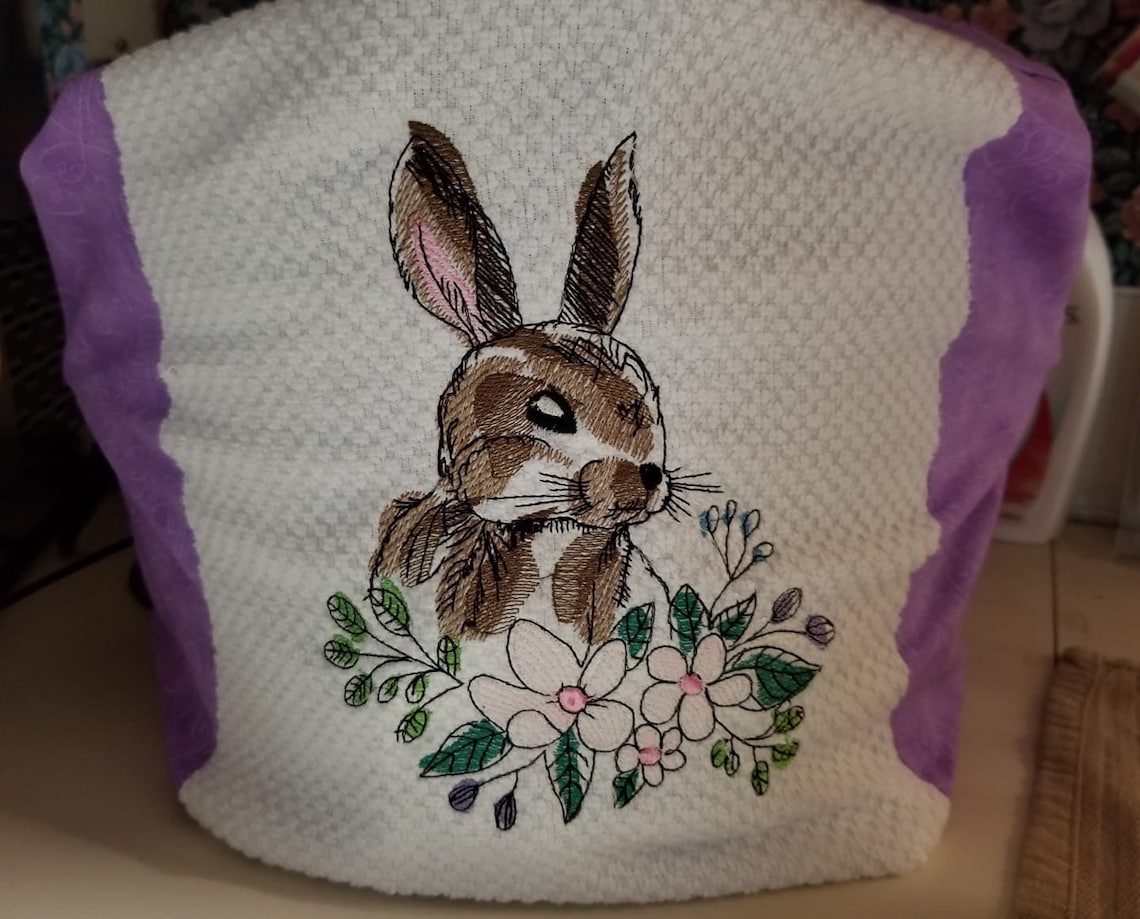 Floral Bunny Sketch Embroidery Design Available Sizes 8x12 - Etsy