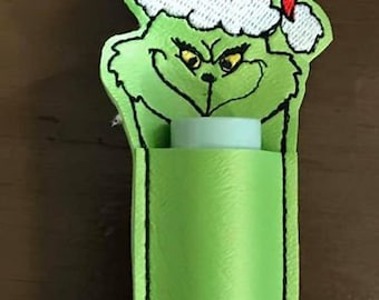 In The Hoop Mean Green Guy Chap Stick Holder Embroidery Design- Available Sizes 5x7 INSTANT DIGITAL DOWNLOAD