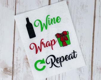 Wine Wrap Repeat Christmas Embroidery Design- Available Sizes 6x10 5x7 4x4 INSTANT DIGITAL DOWNLOAD