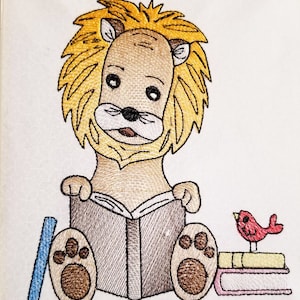 Reading Lion Safari/Zoo Animal and Zoo Keeper saying Embroidery Design- Sizes available 4x4 5x7 and 6x10 INSTANT DIGITAL DOWNLOAD