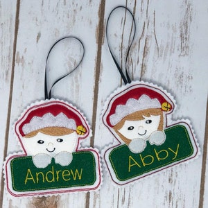 Elf Boy and Girl In The Hoop Embroidery Applique Christmas Ornaments- Sizes Available 4x4 INSTANT DIGITAL DOWNLOAD