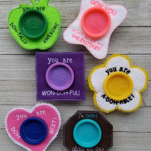 Conjunto de 7 en el aro Play Doh Valentine Holders Diseño de bordado- Tamaños disponibles 4x4 DESCARGA DIGITAL INSTANTÁNEA