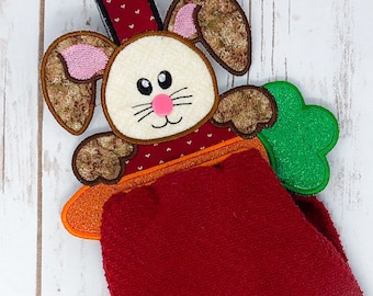 In The Hoop Bunny Towel Holder Embroidery/Applique Design- Available Sizes 5 x 7 INSTANT DIGITAL DOWNLOAD